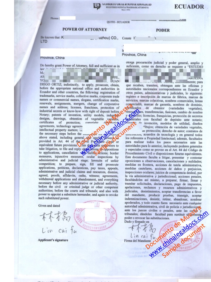 ECUADOR PODER CONTRATO